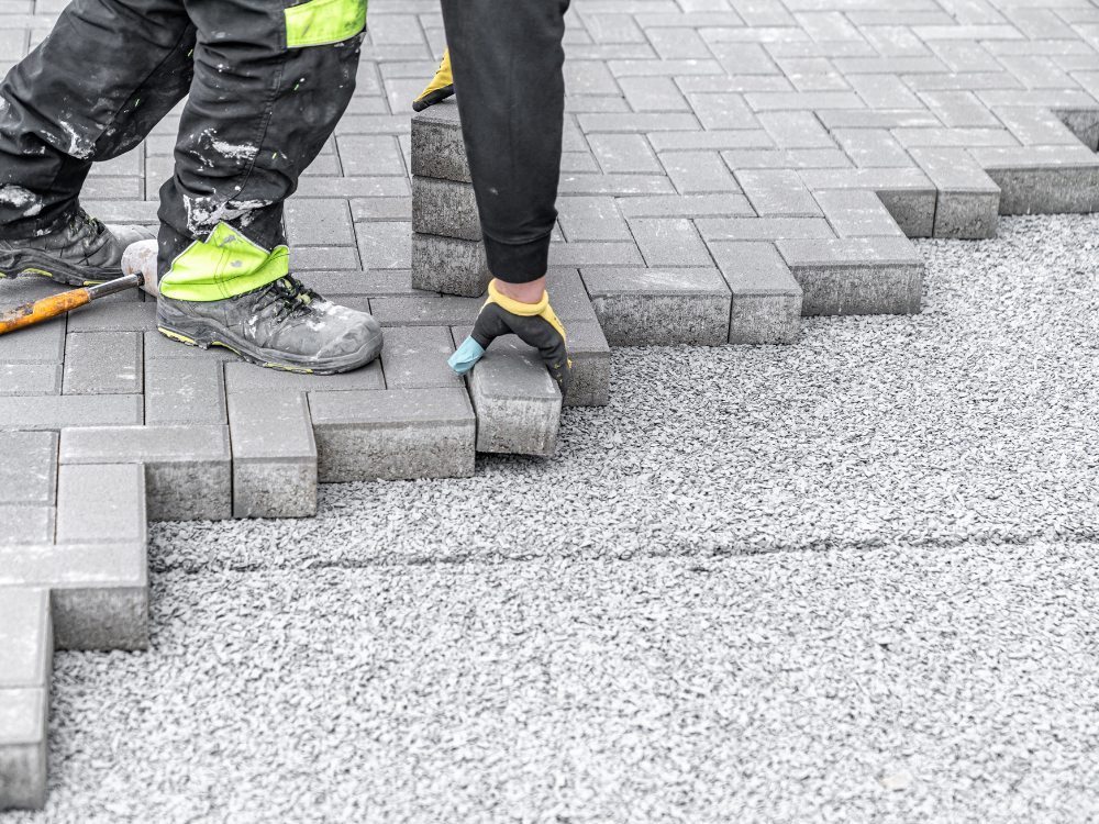 Block paving installation in progress on a carefully prepared sub base in Doncaster by DS Building Services